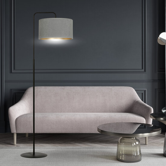 Bornholm floor lamp curved gray marble round 1x E27