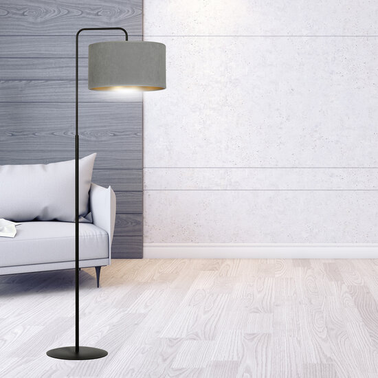 Bornholm floor lamp curved gray marble round 1x E27