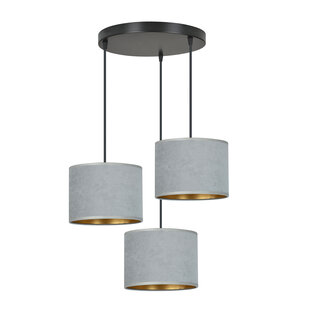 Bornholm 3 lampes suspension gris abat-jour ronds 3x E27