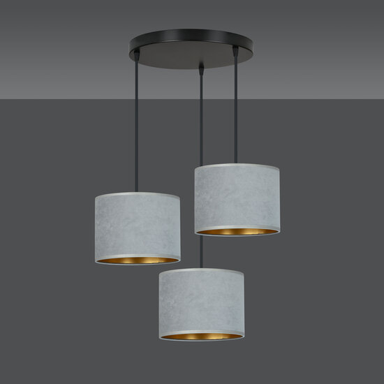 Bornholm 3 lamp hanging lamp gray round shades 3x E27