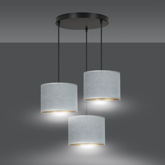 Bornholm 3 lamp hanging lamp gray round shades 3x E27