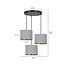 Bornholm 3 lampes suspension gris abat-jour ronds 3x E27