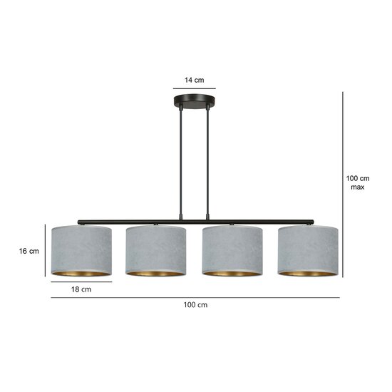 Bornholm mooie brede hanglamp grijs rond 4x E27
