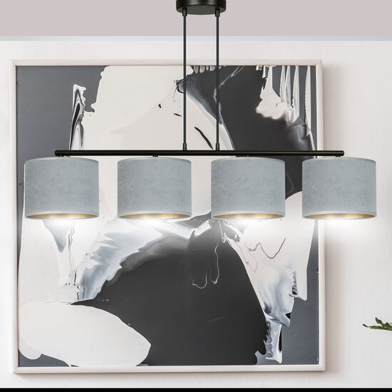 Bornholm beautiful wide hanging lamp gray round 4x E27