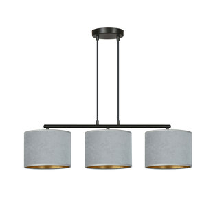 Lampe à suspension Bornholm abat-jour rond gris 3x E27