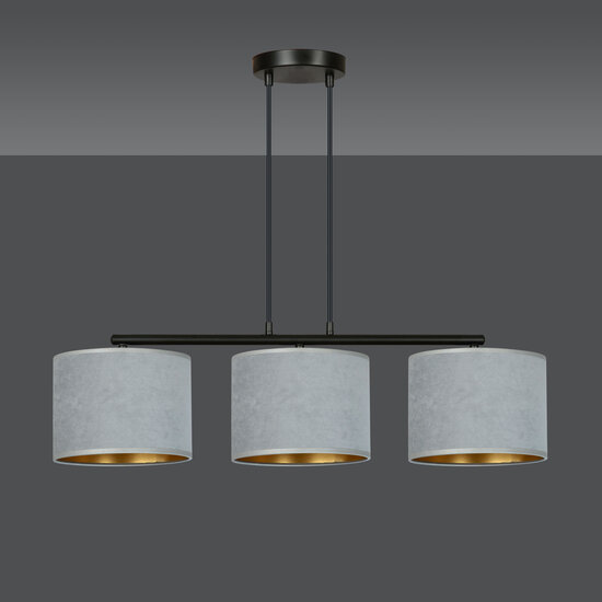 Bornholm hanging lamp gray round shades 3x E27