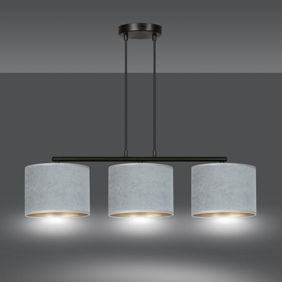 Lampe à suspension Bornholm abat-jour rond gris 3x E27
