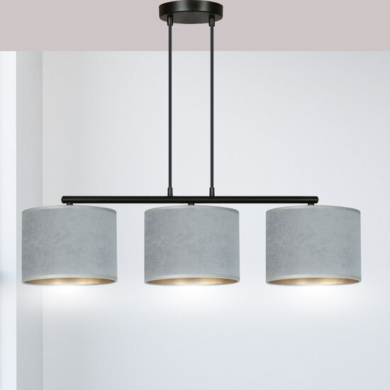 Lampe à suspension Bornholm abat-jour rond gris 3x E27