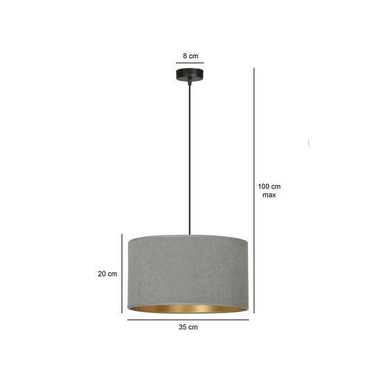 Bornholm hanging lamp gray round E27