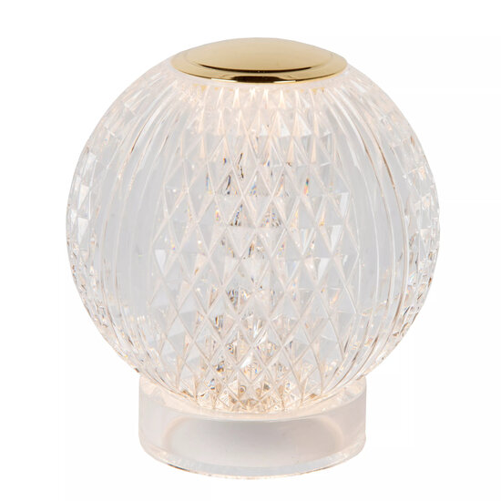 Lampe de table transparente rechargeable Cindy 2700K dimmable en 3 étapes