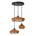Lampe suspendue ronde Dunya naturelle en papier tissé 3x E27