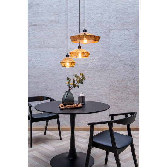 Lampe suspendue ronde Dunya naturelle en papier tissé 3x E27
