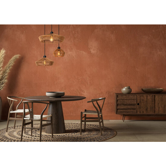 Dunya ronde hanglamp naturel in geweven papier 3x E27