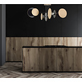 Turku außergewöhnliche Deckenleuchte schwarz mit Holz 4X E27