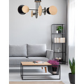 Turku exceptional ceiling lamp black with wood 4X E27