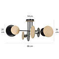 Turku exceptional ceiling lamp black with wood 4X E27