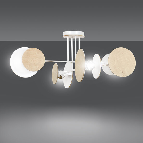 Turku uitzonderlijke witte plafondlamp hout 4X E27