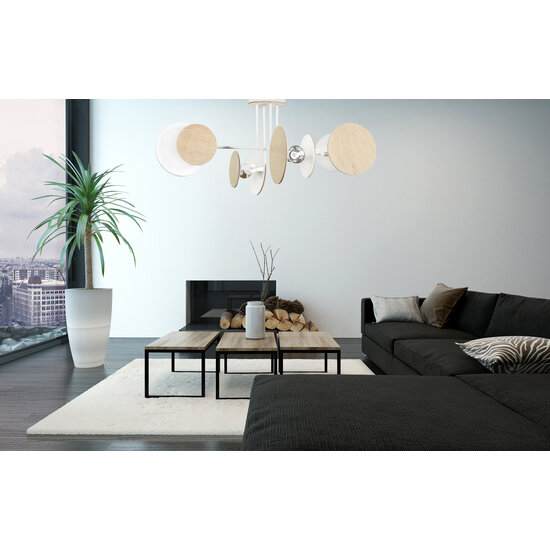 Emibig Emibig Turku außergewöhnliche weiße Deckenleuchte aus Holz 4X E27 - Ideal für skandinavisches Design in Ihrem Zuhause