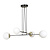 Oulu zwart met messing hanglamp en wit glas 4x E14