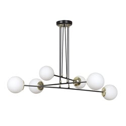 Emibig Oulu large black hanging lamp with brass and 6 white glass bulbs E14