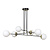 Oulu grote zwarte hanglamp met messing en 6 witte glazen bollen E14