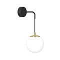 Emibig Emibig Lámpara de pared Oulu negra con vidrio blanco y acento de latón E14 - Iluminación ideal para interiores modernos