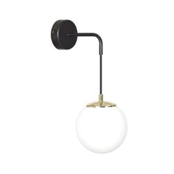 Emibig Oulu wall lamp black with white glass and brass accent E14