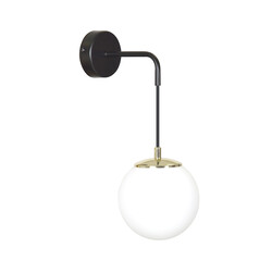 Oulu wandlamp zwart met wit glas en messing accent E14