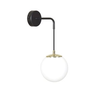 Emibig Oulu wall lamp black with white glass and brass accent E14