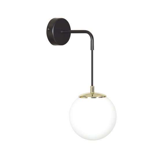 Emibig Emibig Applique murale Oulu noire avec verre blanc et accent en laiton E14 - Éclairage idéal pour les intérieurs modernes