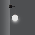 Emibig Emibig Oulu wandlamp zwart met wit glas en messing accent E14 - Perfecte verlichting voor elke ruimte
