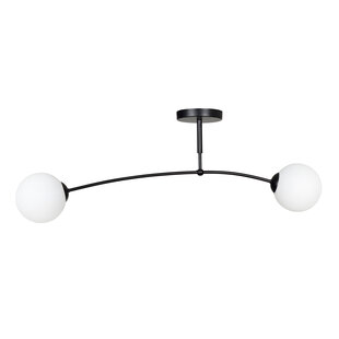 Lahti curved ceiling lamp black with 2 x E14 white glass bulb