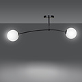 Lahti curved ceiling lamp black with 2 x E14 white glass bulb
