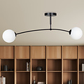 Lahti curved ceiling lamp black with 2 x E14 white glass bulb