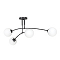 Emibig Emibig Lahti lampe de plafond courbée double noire avec 4 x E14 ampoule en verre blanc - Éclairage parfait pour chaque espace