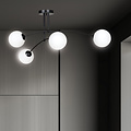 Lahti dubbele gebogen plafondlamp zwart met 4 x E14 wit glazen bol