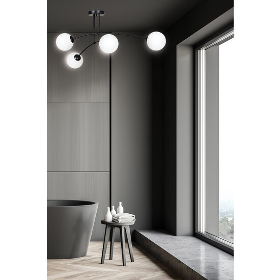 Emibig Emibig Lahti double curved ceiling lamp black with 4 x E14 white glass bulb - Perfect lighting for any space