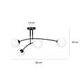 Lahti double curved ceiling lamp black with 4 x E14 white glass bulb