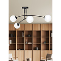 Lahti double curved ceiling lamp black with 4 x E14 white glass bulb