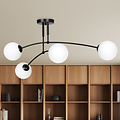 Lahti double curved ceiling lamp black with 4 x E14 white glass bulb