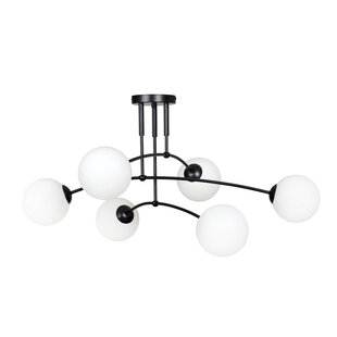 Emibig Lahti triple curved ceiling lamp black with 6 x E14 white glass bulb