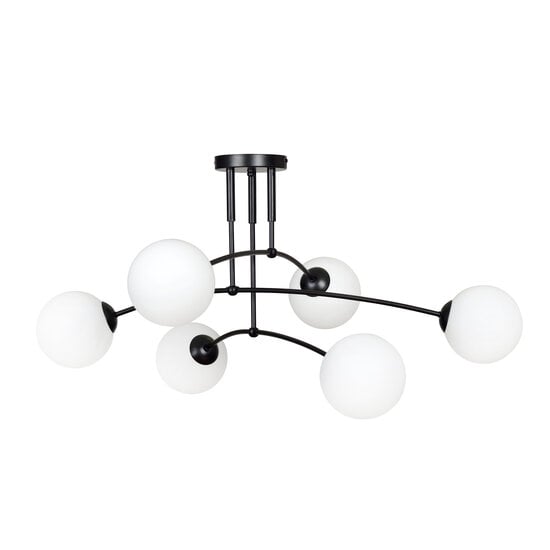 Emibig Emibig Lahti triple curved ceiling lamp black with 6 x E14 white glass bulb - Ideal lighting for any space