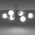Emibig Emibig Lahti triple curved ceiling lamp black with 6 x E14 white glass bulb - Ideal lighting for any space