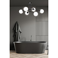 Lahti triple gebogen plafondlamp zwart met 6 x E14 wit glazen bol