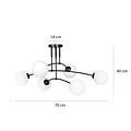 Emibig Emibig Lahti triple curved ceiling lamp black with 6 x E14 white glass bulb - Ideal lighting for any space