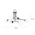 Lahti triple gebogen plafondlamp zwart met 6 x E14 wit glazen bol