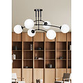 Lahti triple gebogen plafondlamp zwart met 6 x E14 wit glazen bol