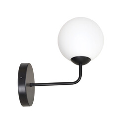 Lahti black simple wall lamp with white glass 1x E14