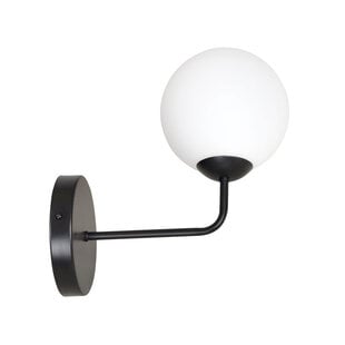 Lahti lámpara de pared negra simple con vidrio blanco 1x E14