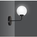 Lahti zwarte eenvoudige wandlamp met wit glas 1x E14